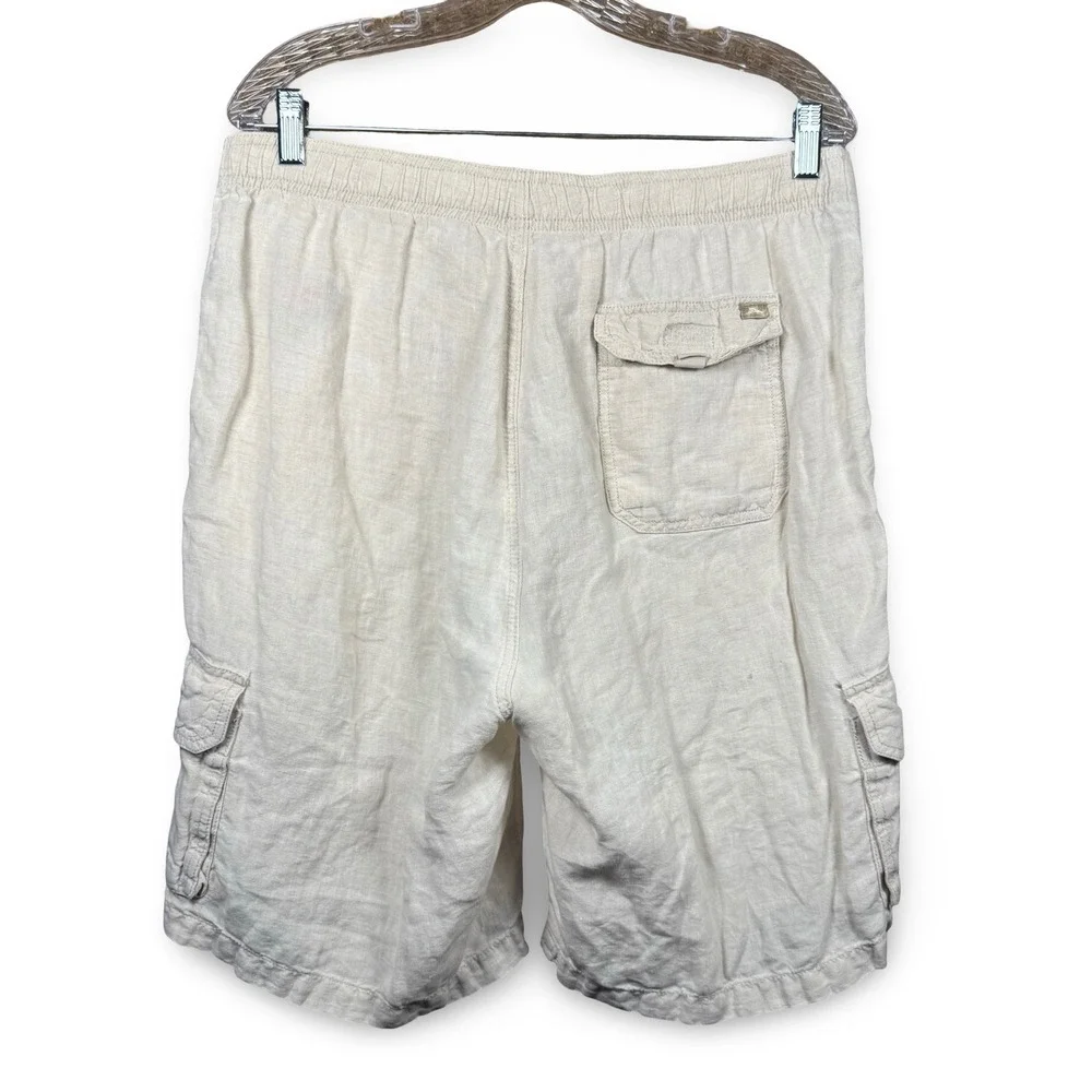 Tommy Bahama Men's Medium Relax Linen Shorts M 34 Medium White Cream Tan Beach